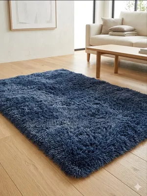 Navy Blue Fluffy Carpet