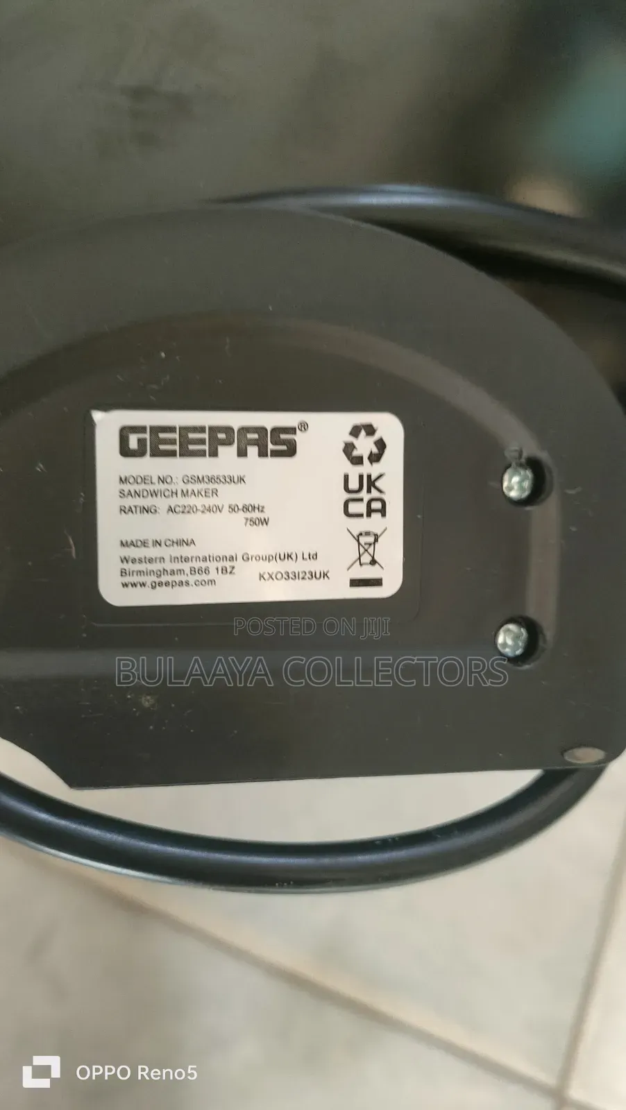 Uk Used Geepas 2-Slice Sandwich Maker.