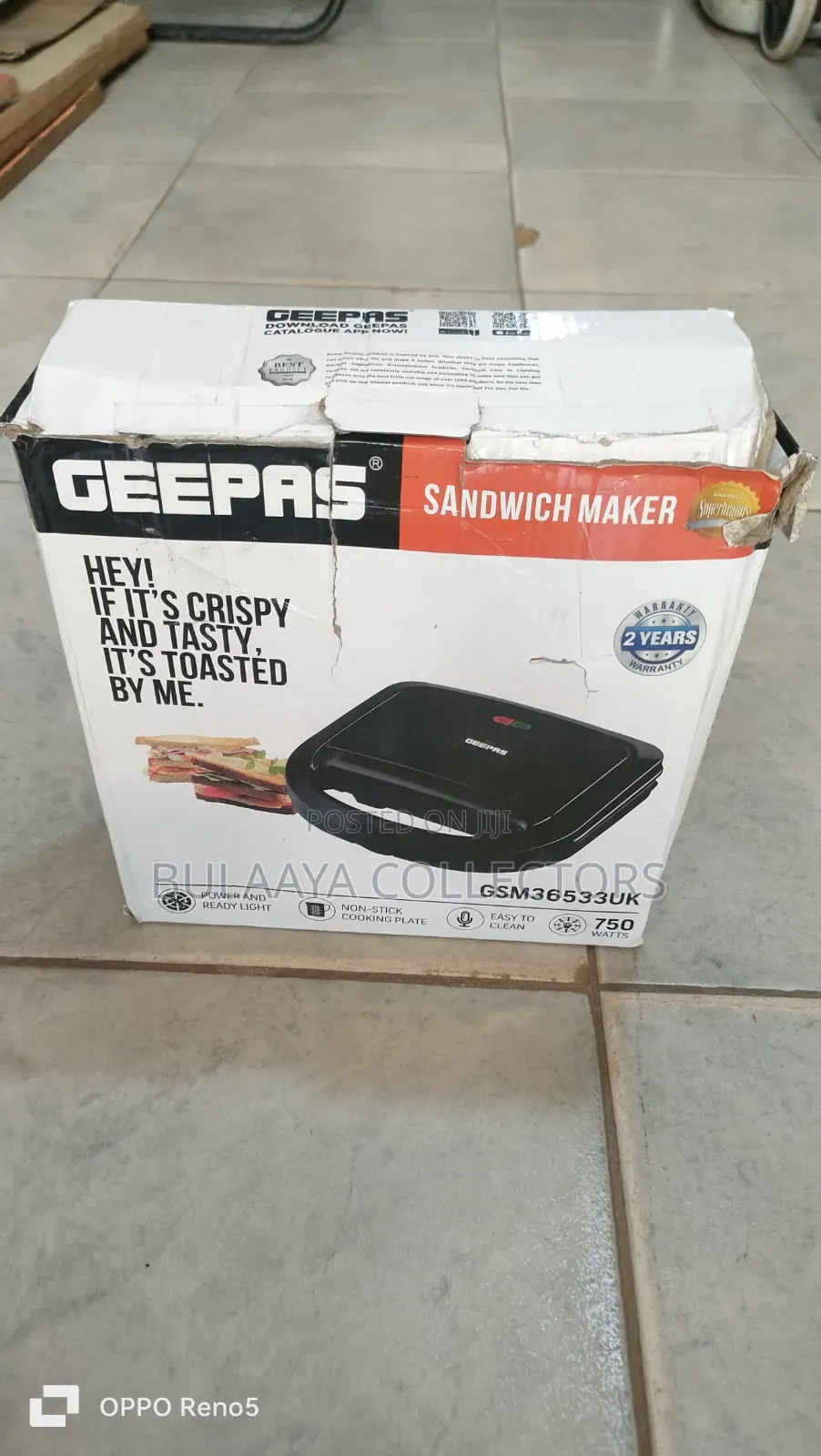 Uk Used Geepas 2-Slice Sandwich Maker.