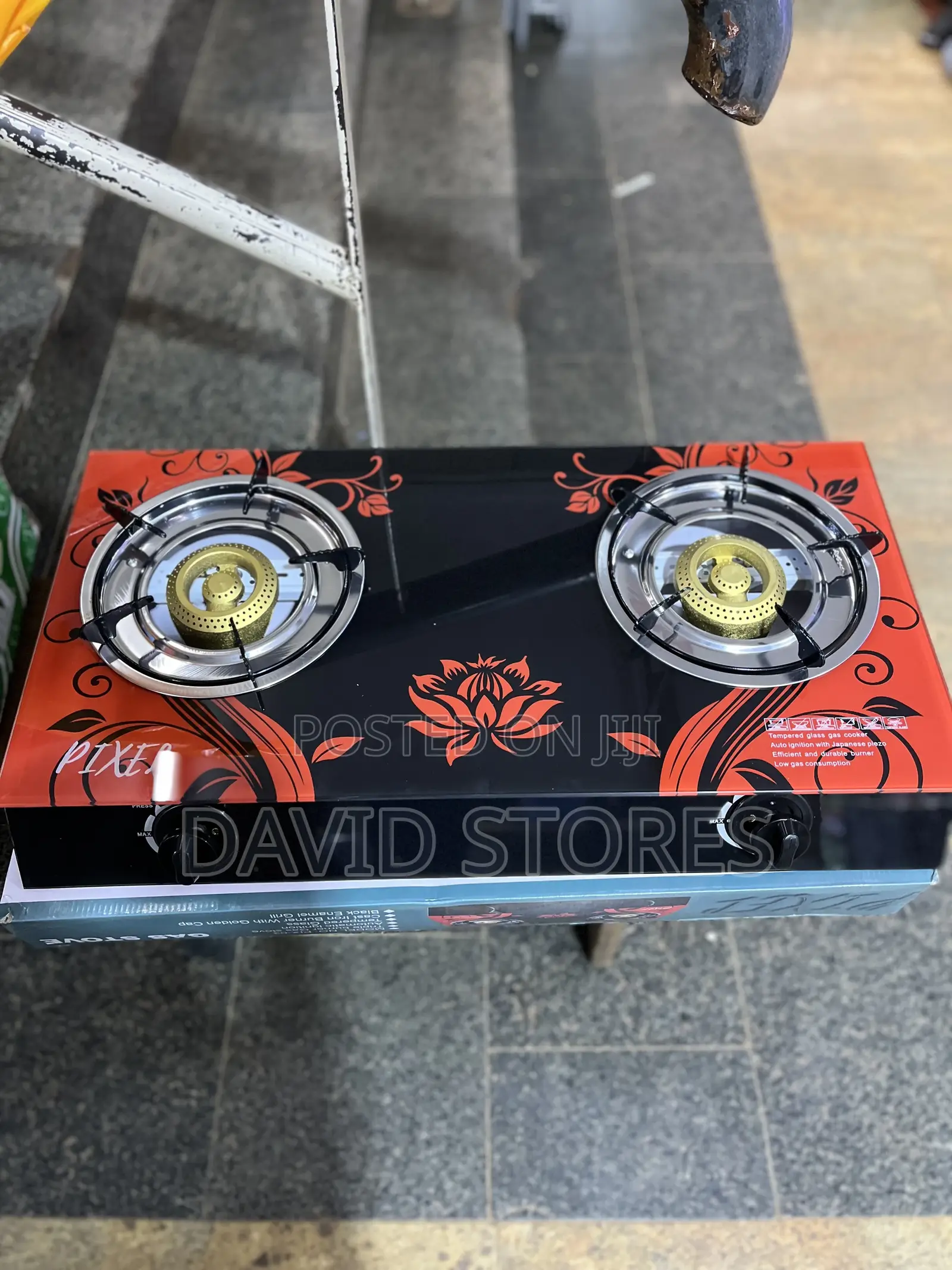 Pixel Double Gas Stove – Tempered Glass + Auto Ignition