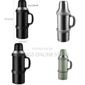 2000ml Large Capacity Stainless Steel Vacuum Flask With Cup, Portable