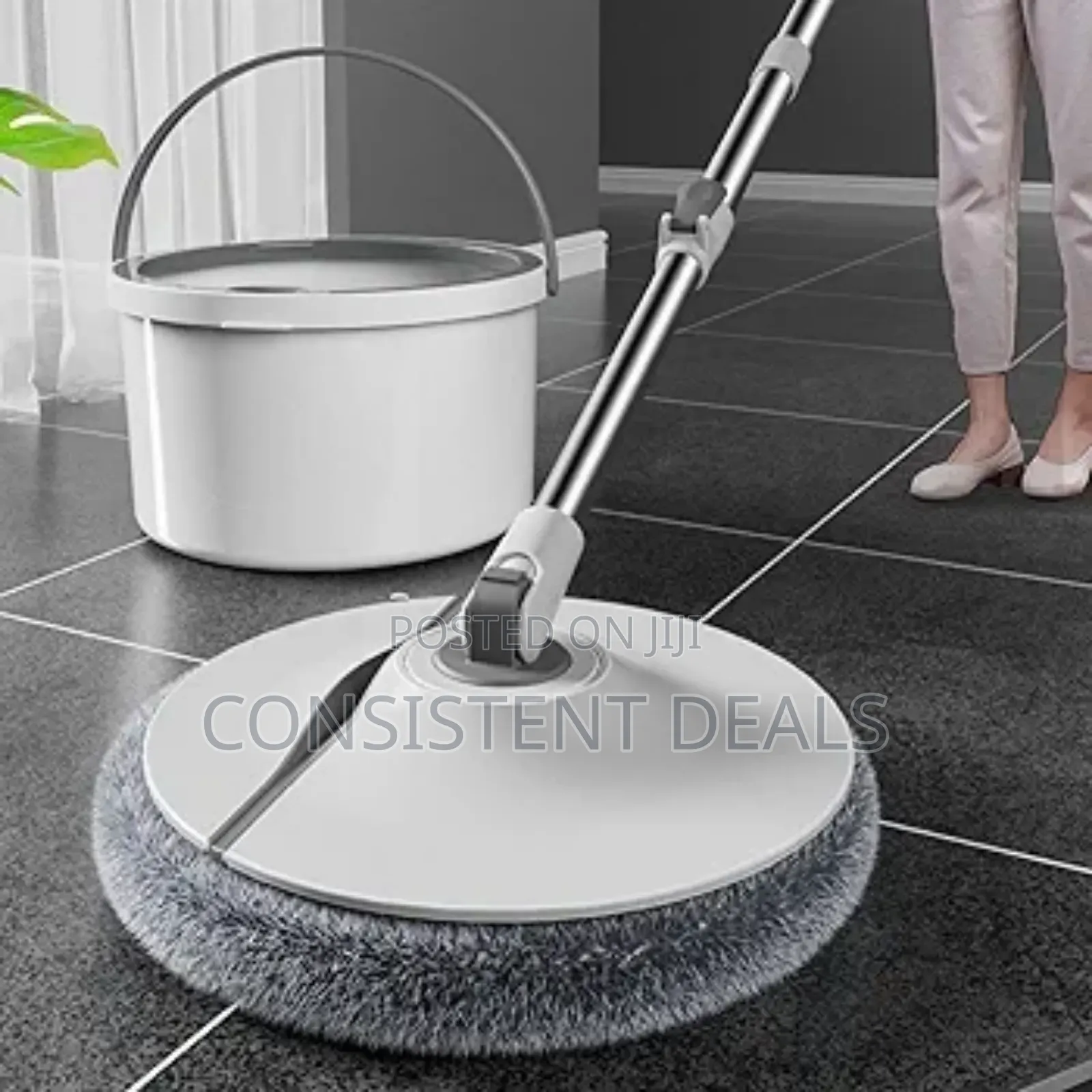 Mop and Bucket Set - Foldable Cleaning Mop With Round Bucket