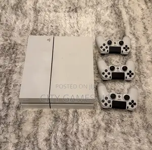 Sony Playstation 4 Glacier White Console With 3 Controllers +1 Bonus!