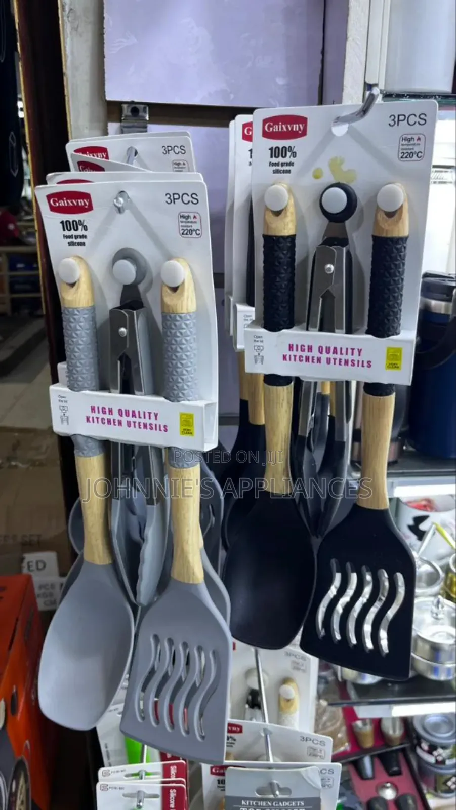 3-Piece Silicone Kitchen Utensil Set With Wooden Handle (Spoon, Turner