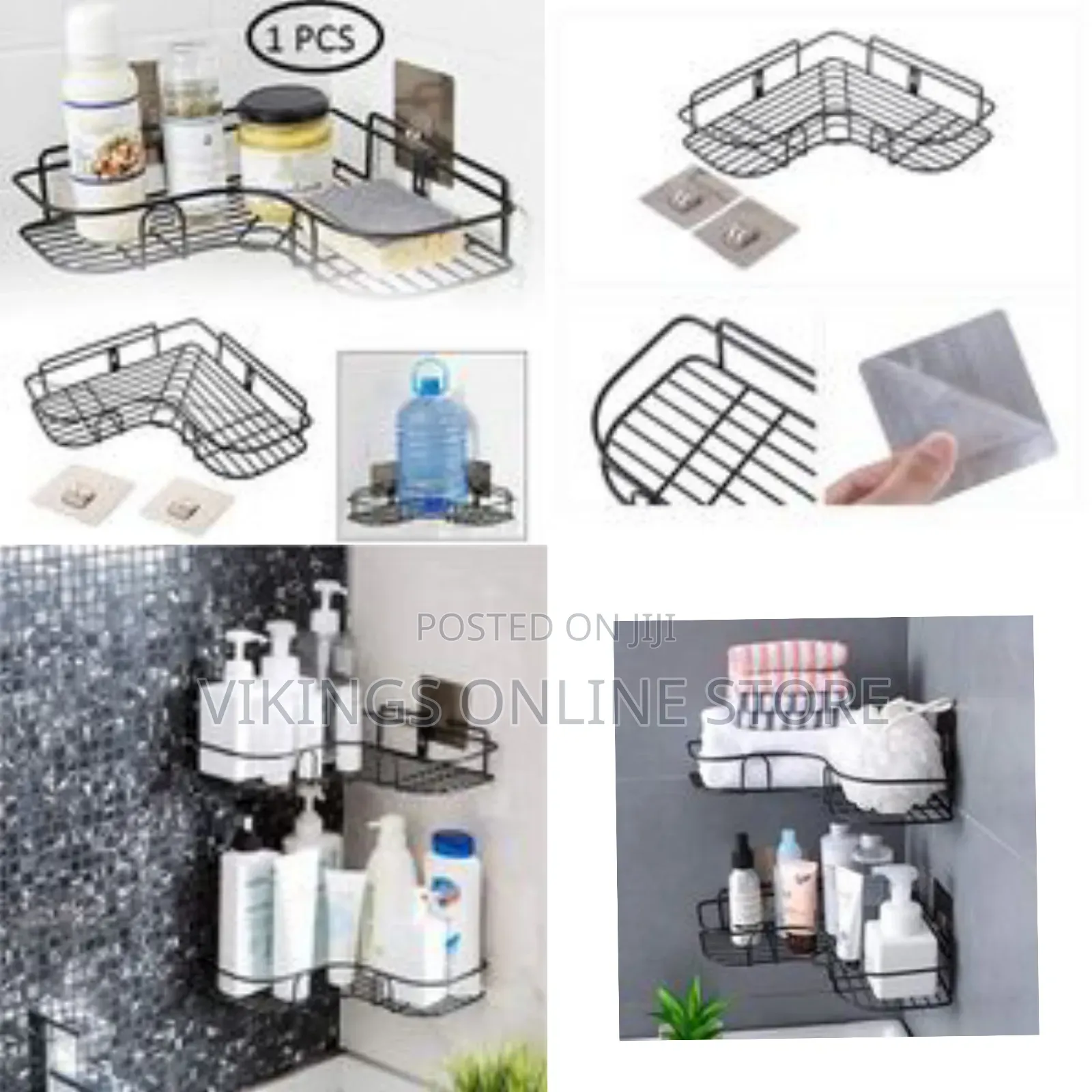 Self-Adhesive Metal Bathroom Kitchen Corner Rack Storage Shelves