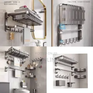 Set of 7 Three Fold Towel Rack Space Aluminum Bar Rail Paper Holder 9