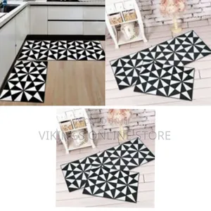 2pcs Non-Slip Bedroom Floor Kitchen Rugs Doormats Carpets- Black