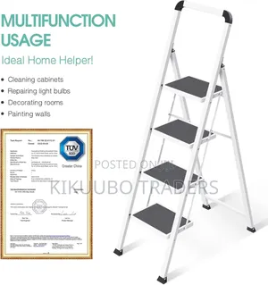 Step Stool 4 Steps, Folding Steps With Handrail, Folding Ladder
