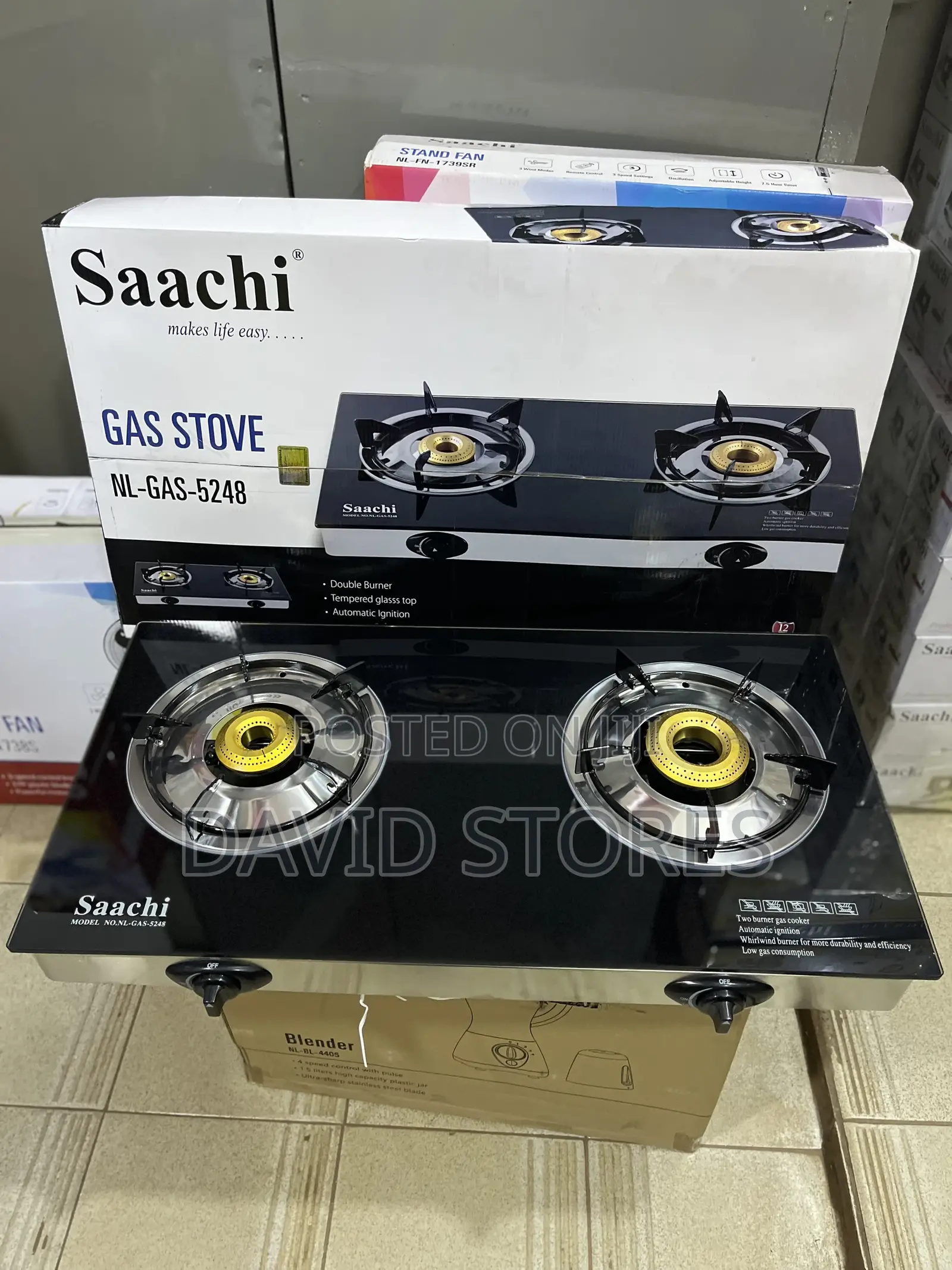 Saachi Tempered Glass Double Gas Stove – Stylish Efficient Cooking