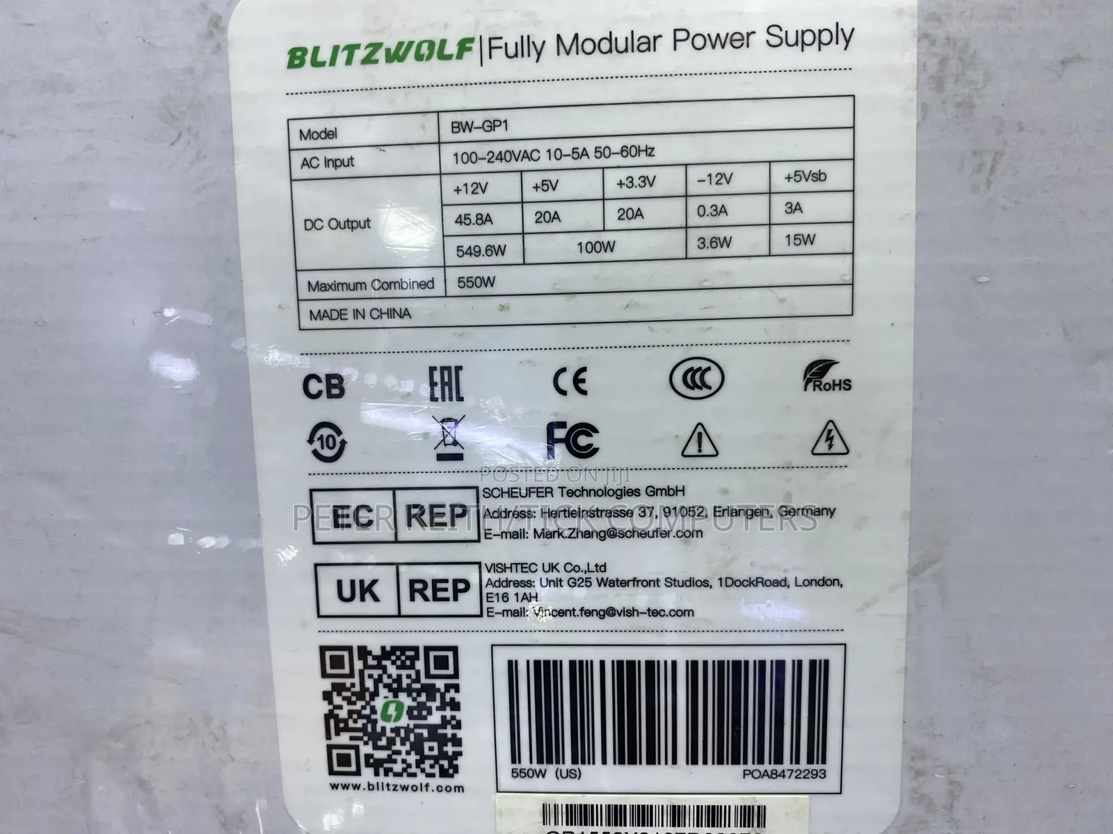 Rgb 550w New Blitzwolf Power Supply Bw-gp1 80 Plus Gold Efficiency