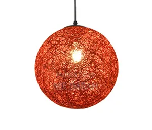 Red Handmade String or Yarn Globe Pendant Lampshade