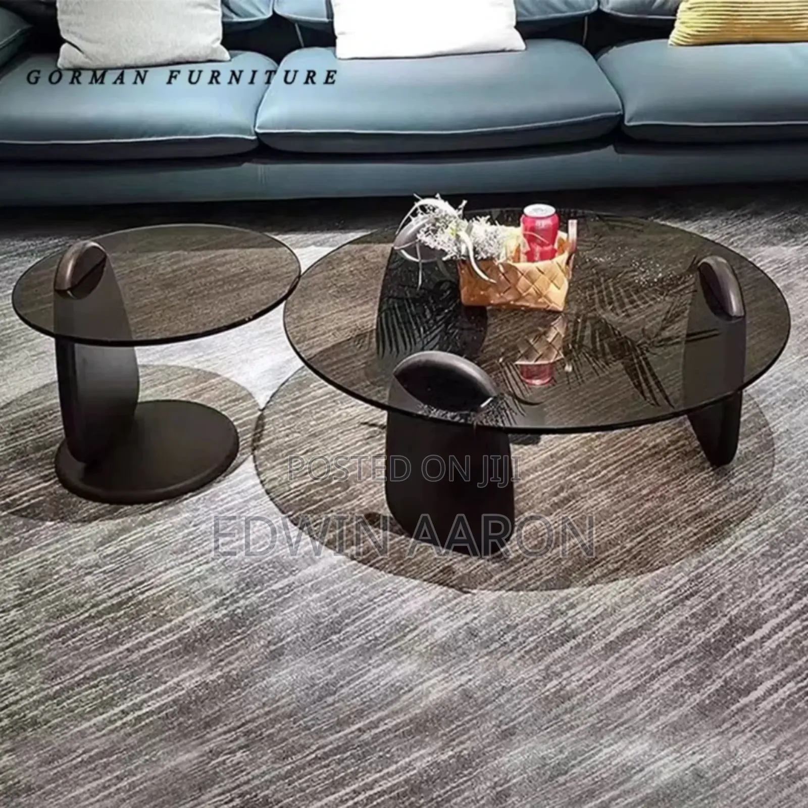 2pcs Glass Top Centre Table