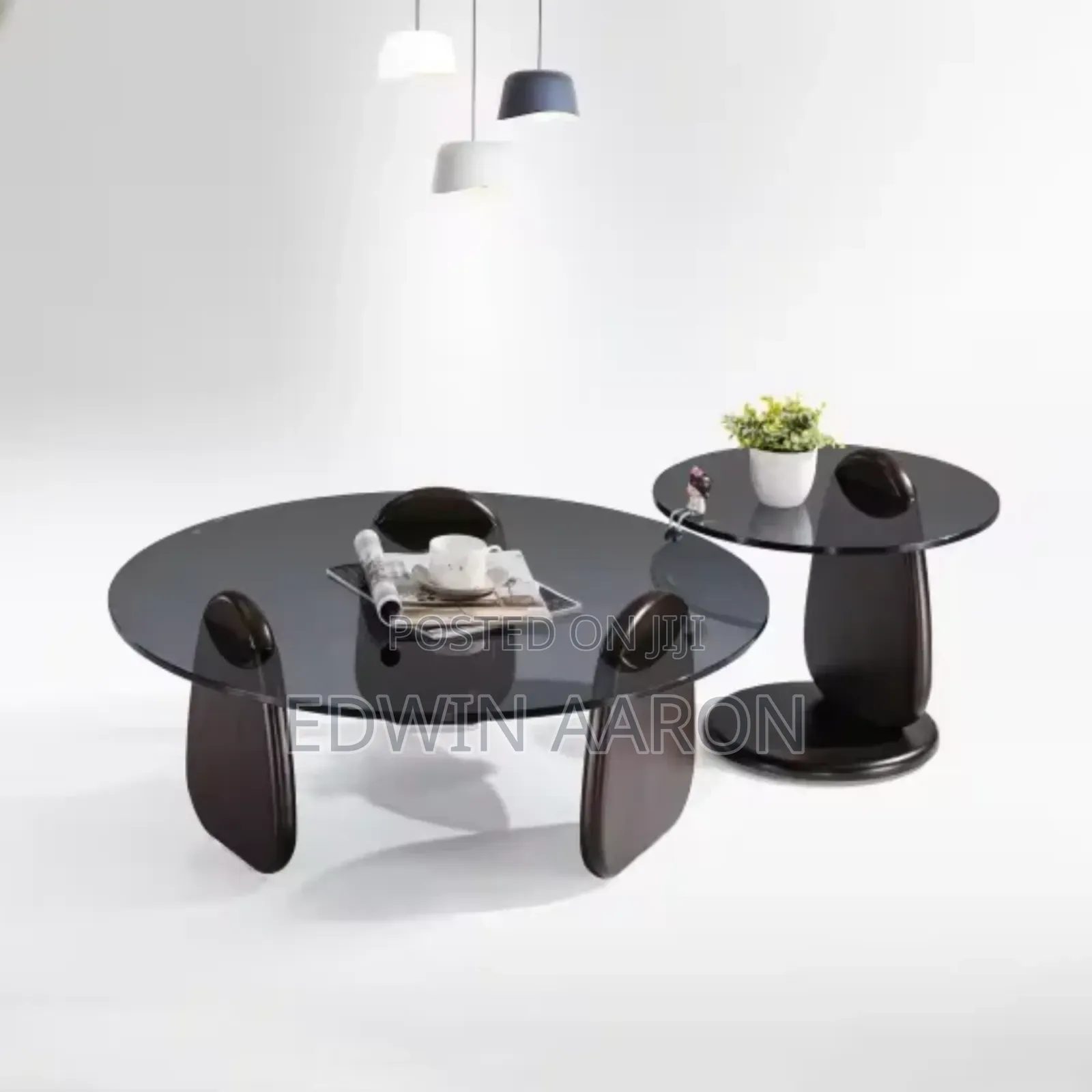 2pcs Glass Top Centre Table