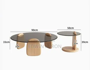 2pcs Glass Top Centre Table