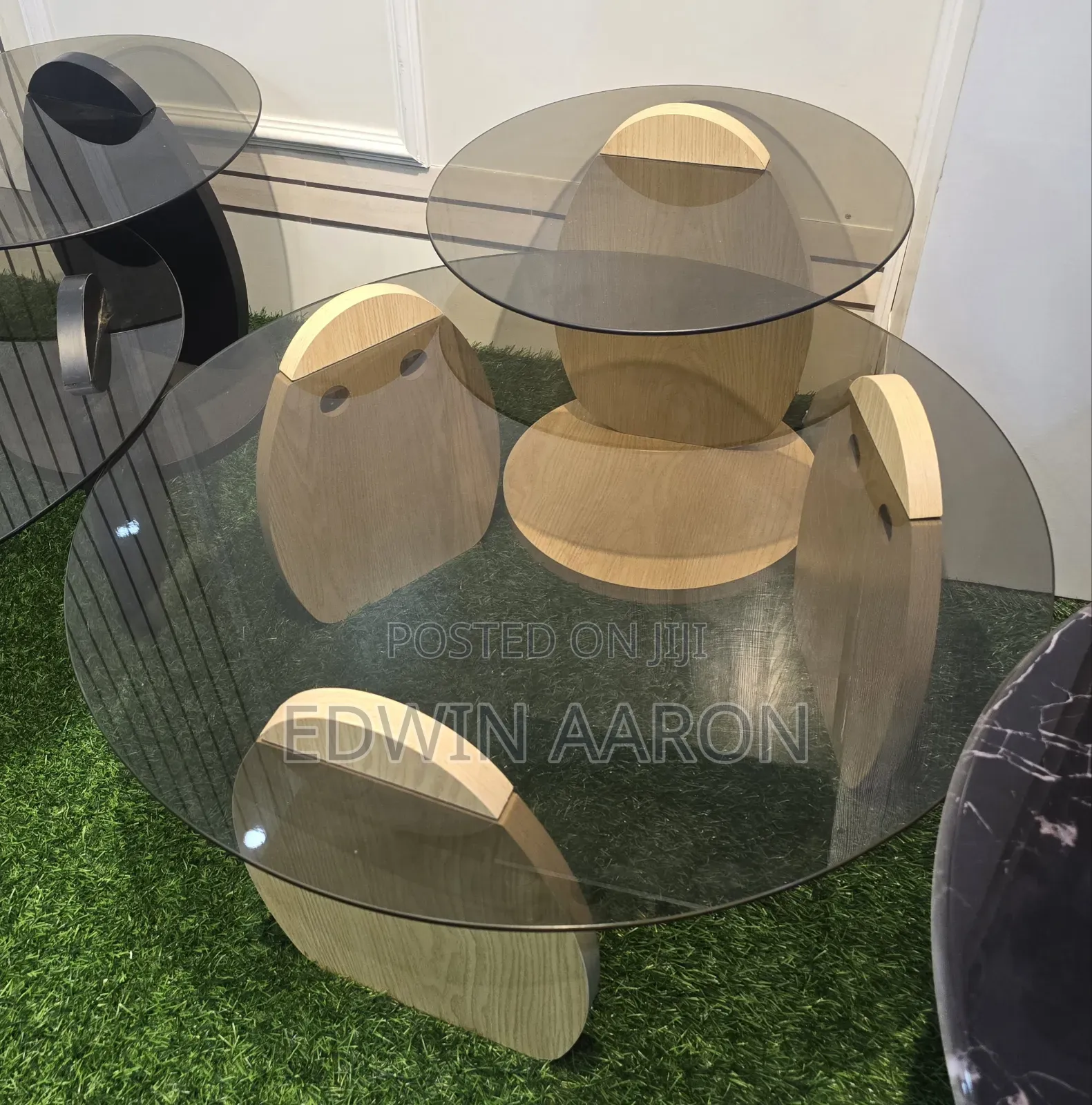 2pcs Glass Top Centre Table