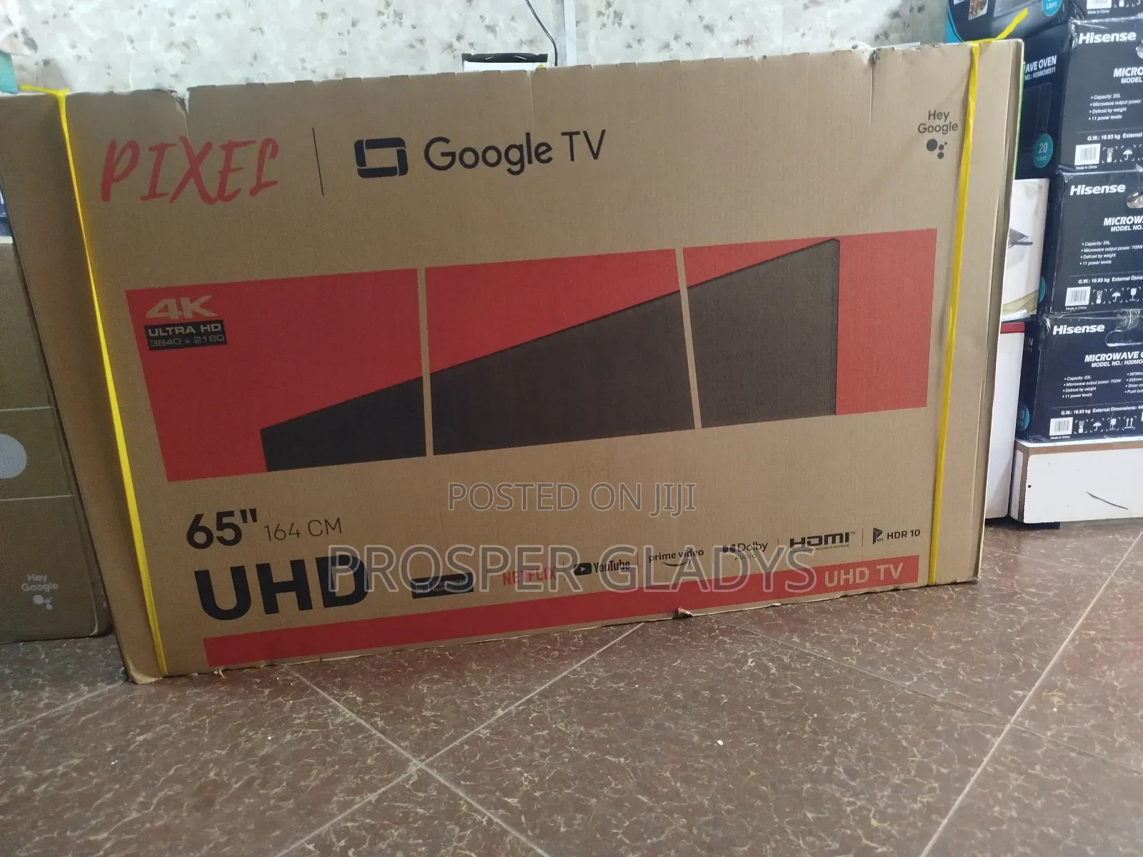 Pixel 65 Smart Google Tv Android Digital Flat Screen Flameless.