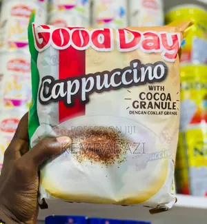 A Bag Of Good Day Cappuccino Instant Coffee With Chocolate Granules.