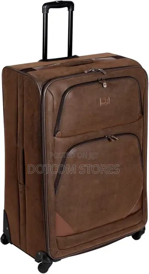 Medium Vintage Brown Leather Trolley Suitcase