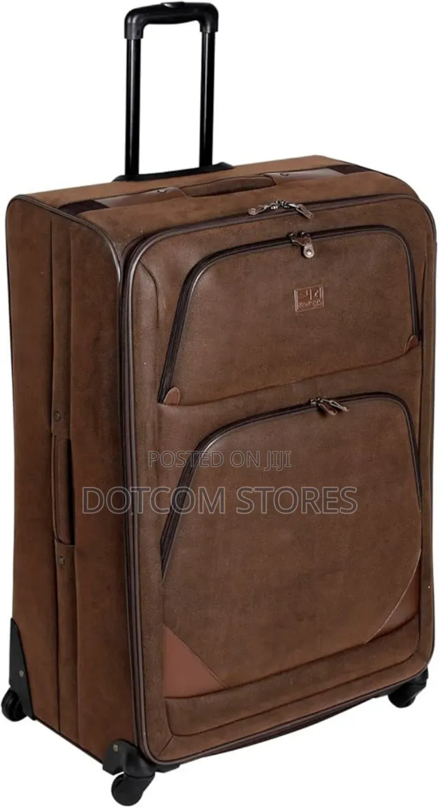 Medium Vintage Brown Leather Trolley Suitcase