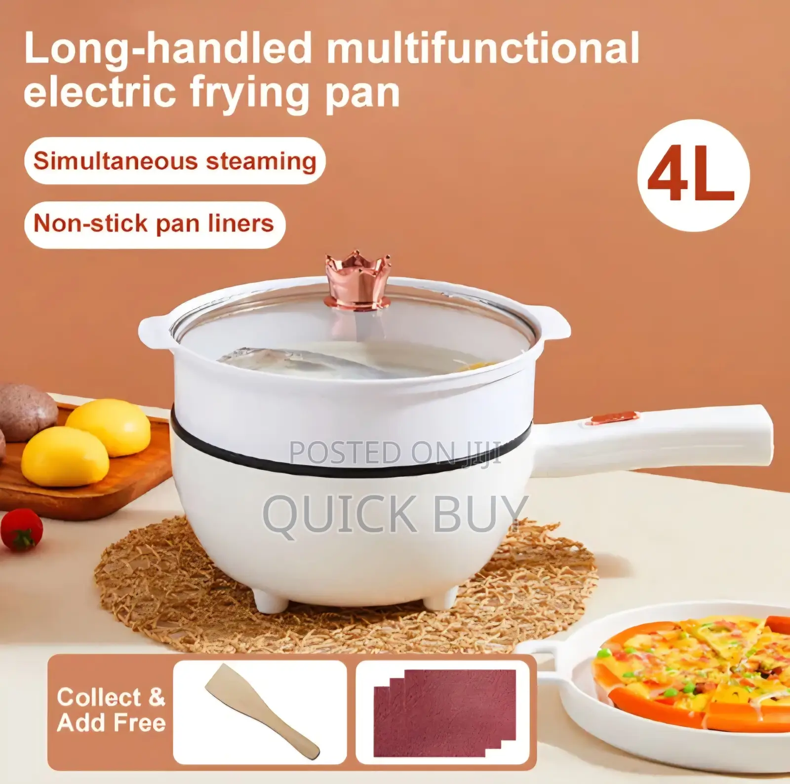 4l Multifunctional Electric Wok 2-in-1 Non-Stick Electric Frying Pan