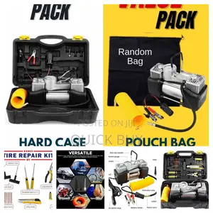 Portable 12v Dual-Cylinder Car Air Compressor and Tire Repair Kit
