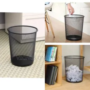 23.5cm*26.5cm Metal Mesh Trash Garbage Basket Black Office Kitchen