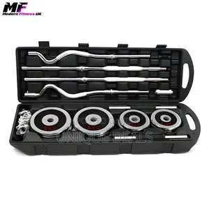 55kg Adjustable Chrome Dumbbell Barbell Set