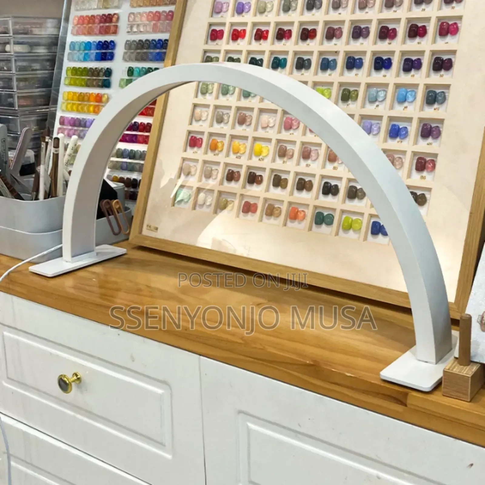 Half Moon Led Nail Desk Lamp – Adjustable Brightness, 3 Color Modes.