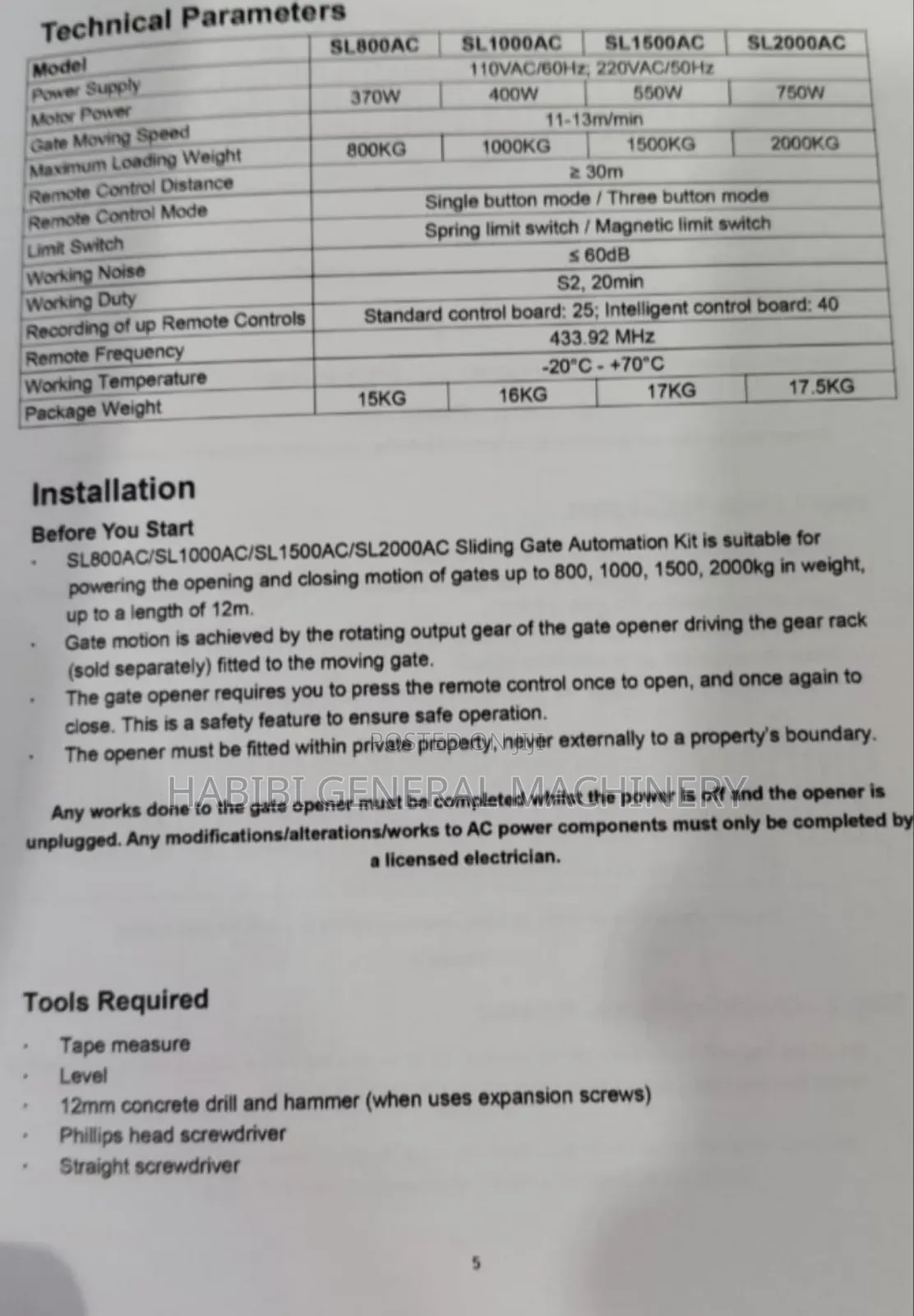 1000kg Automatic Sliding Gate Opener
