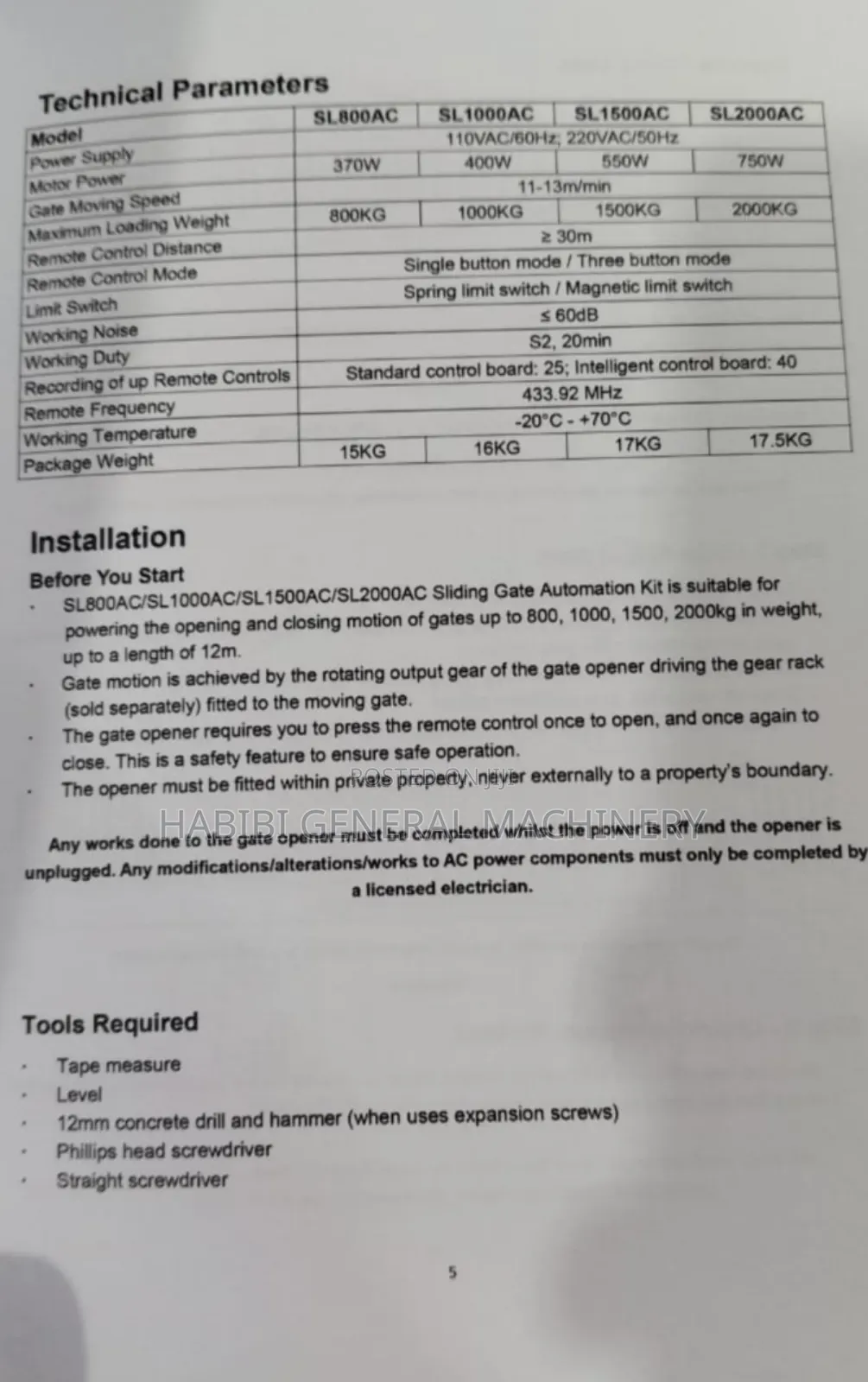 Sliding Gate Motor/1000kg Sliding Gate Openers
