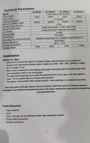 Sliding Gate Motor/1000kg Sliding Gate Openers