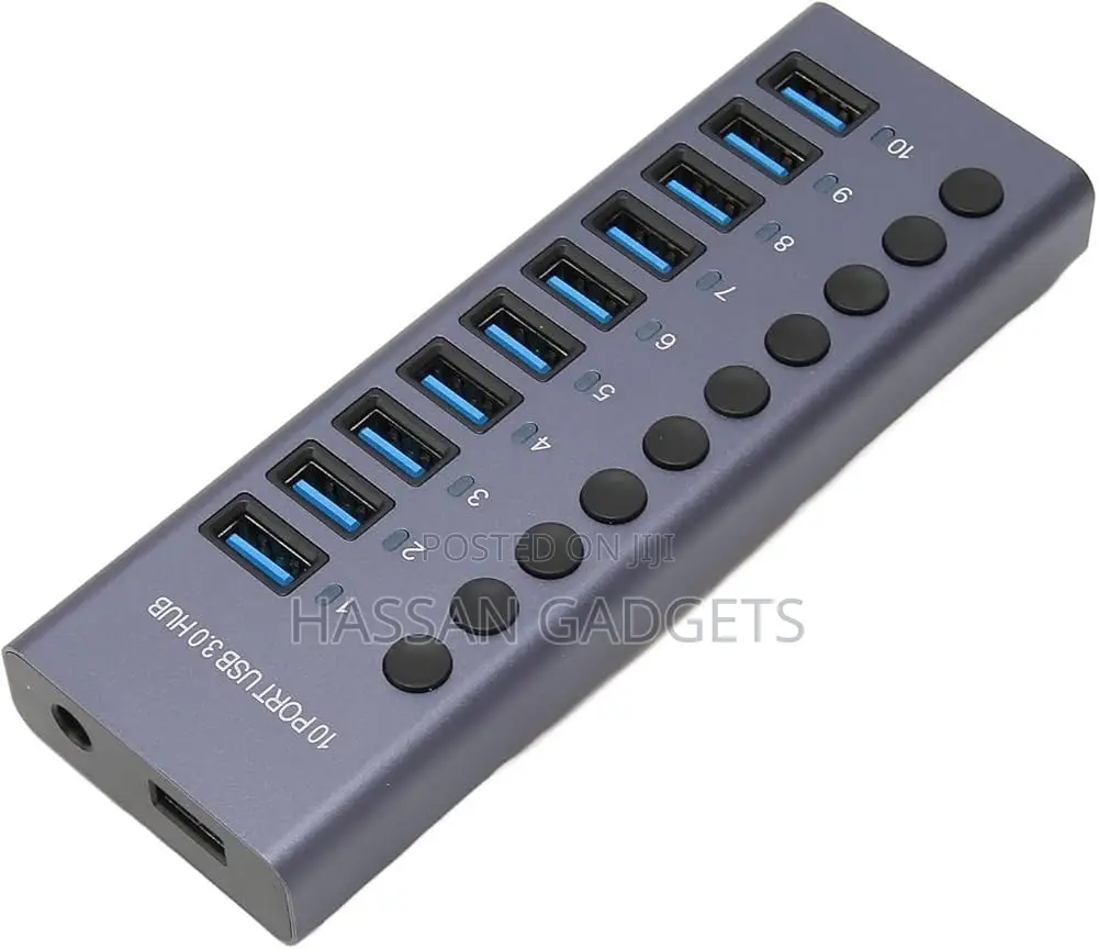10 Port 60w Powered Usb Hub, Usb 3.0 Port Hub With Individual Power