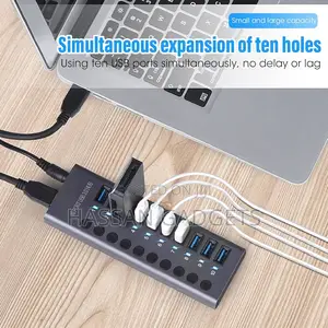 10 Port 60w Powered Usb Hub, Usb 3.0 Port Hub With Individual Power