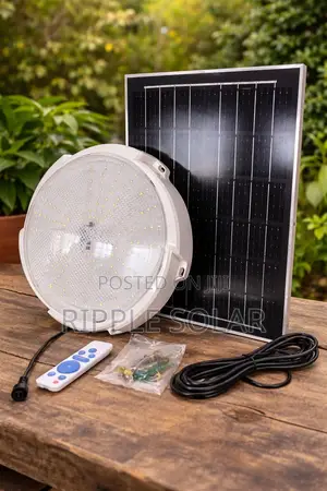 200w Solar Ceiling Light With Panel Remote Indoor Lighting Kampala