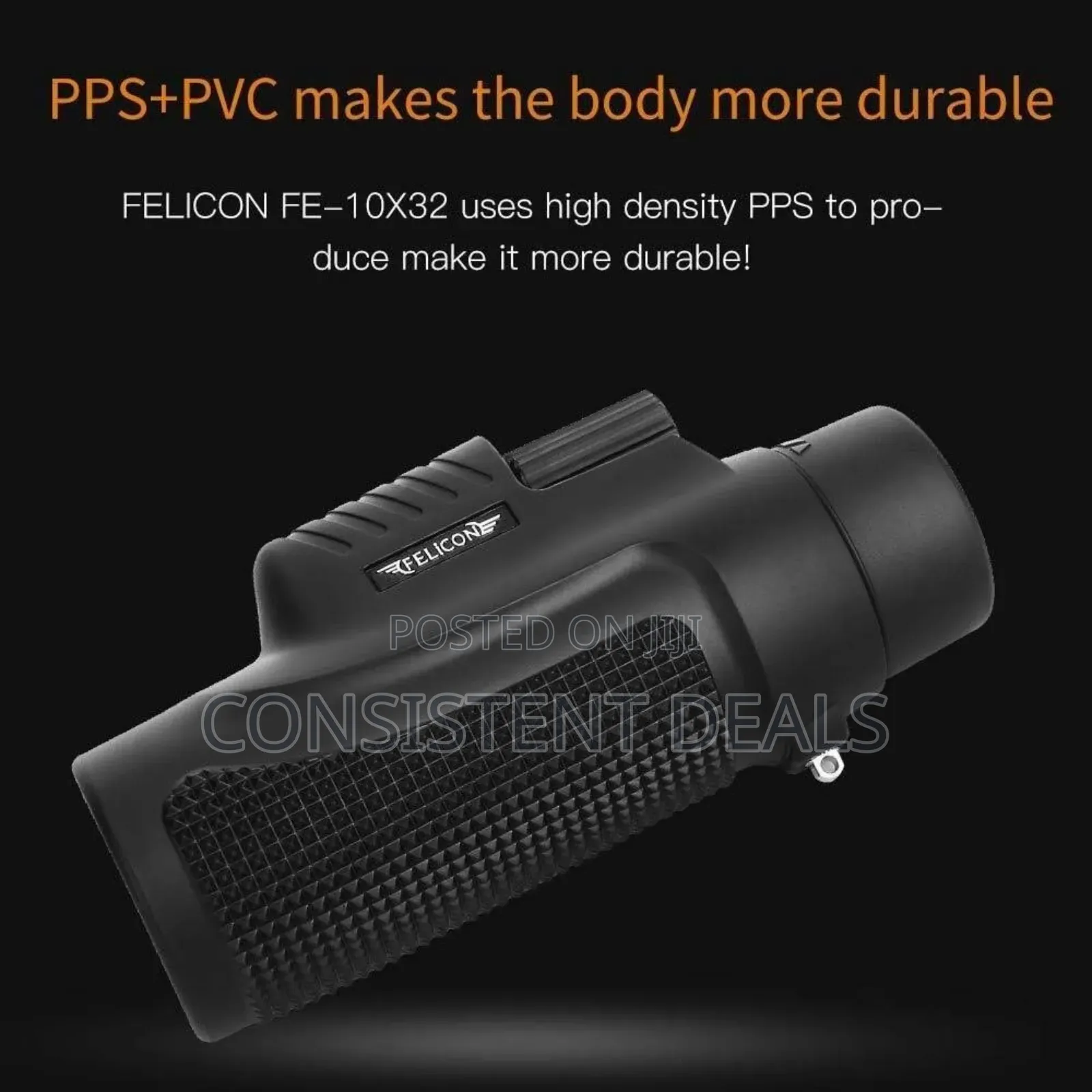 Black Waterproof Monocular 10x32 Telescope