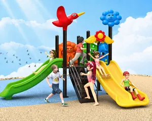 Kids Outdoor Playground Set With Dual Slides Climbing Platform