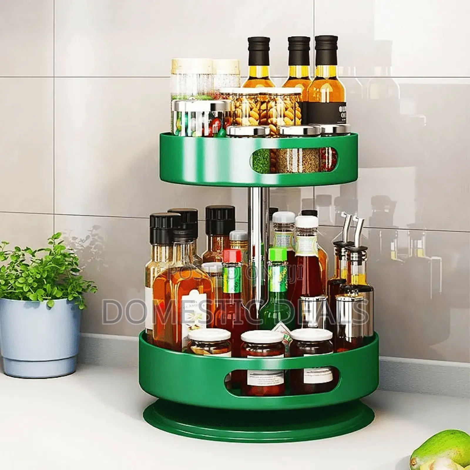 Rotatable Two-Layer Kitchen Spice Rack, a Multi-Functional Rack