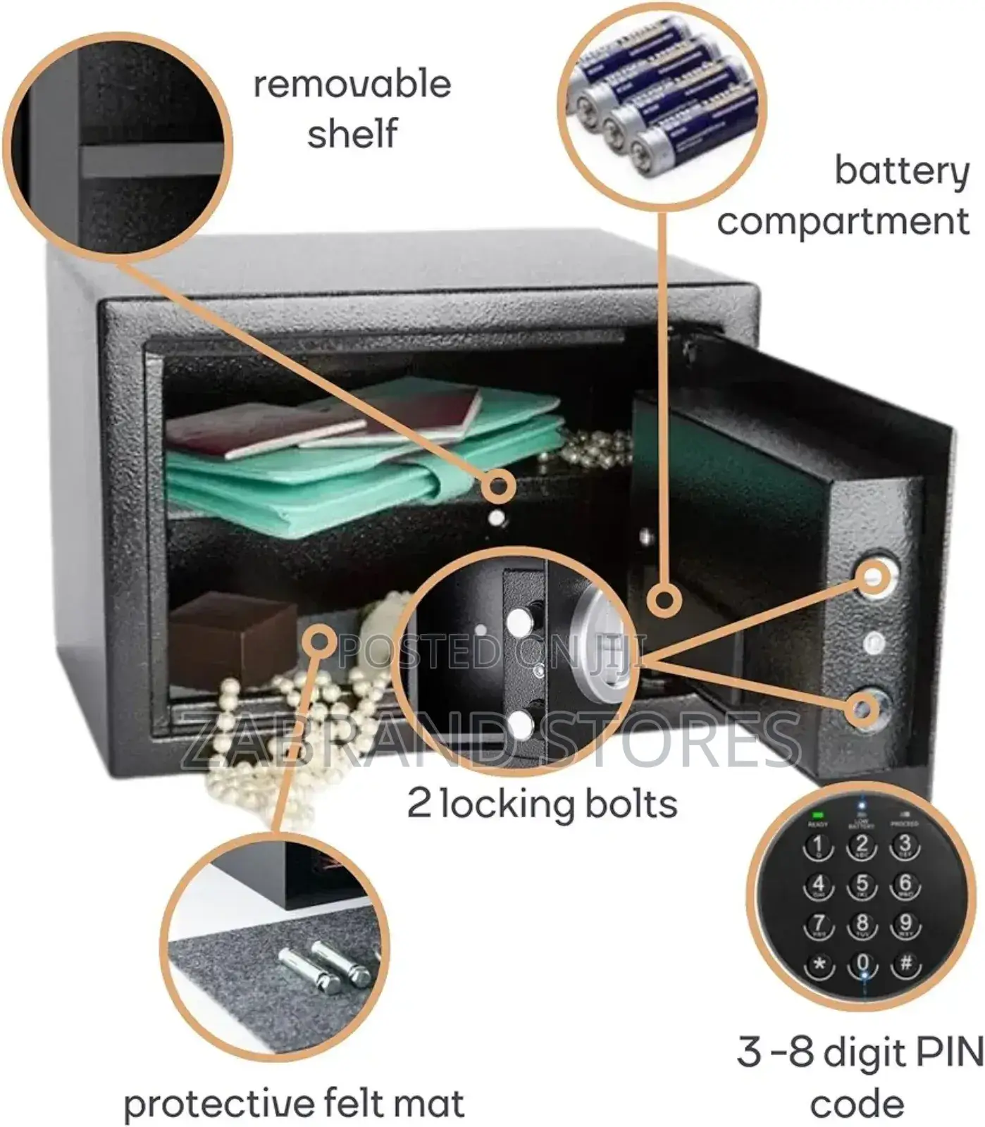 Electronic Safety Box for Money and Valuable Docs
