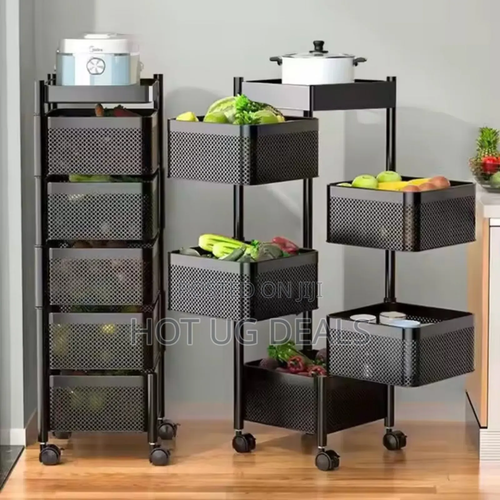 Kitchen Rotating Trolley Shelf Vegetable Fruit Basket Storage Rack