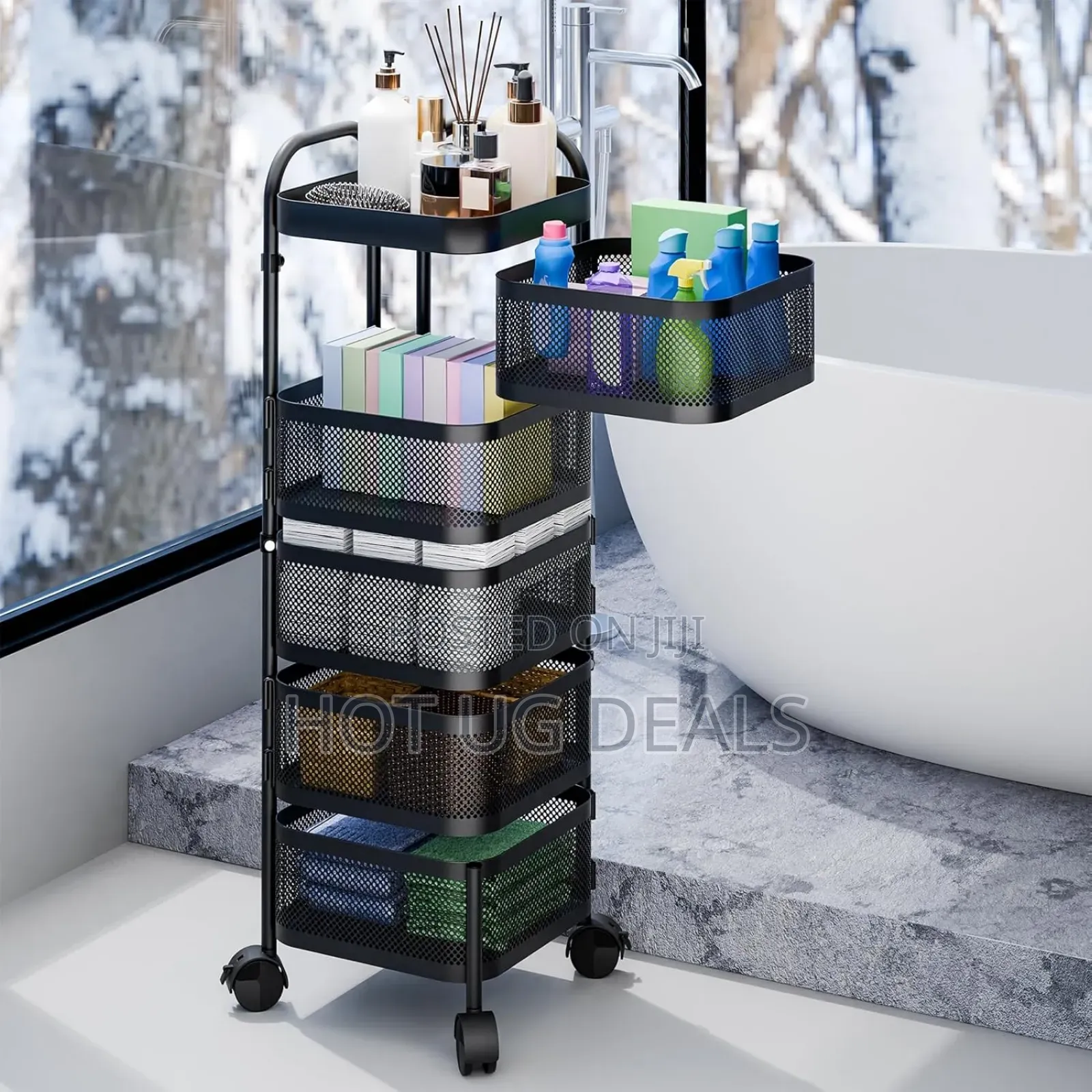 Kitchen Rotating Trolley Shelf Vegetable Fruit Basket Storage Rack