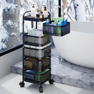 Kitchen Rotating Trolley Shelf Vegetable Fruit Basket Storage Rack