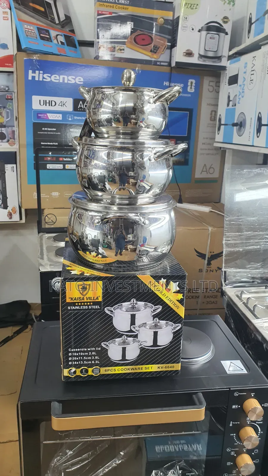 6pcs Stainless Steel Vip Gold Pots and Dishes