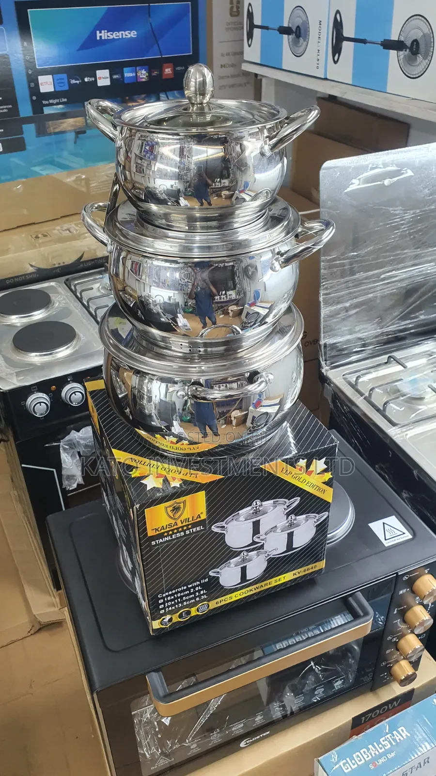 6pcs Stainless Steel Vip Gold Pots and Dishes