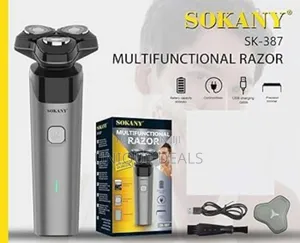 Sokany Sk-387 Rotary Electric Razor Rechargeable Shaver - Black