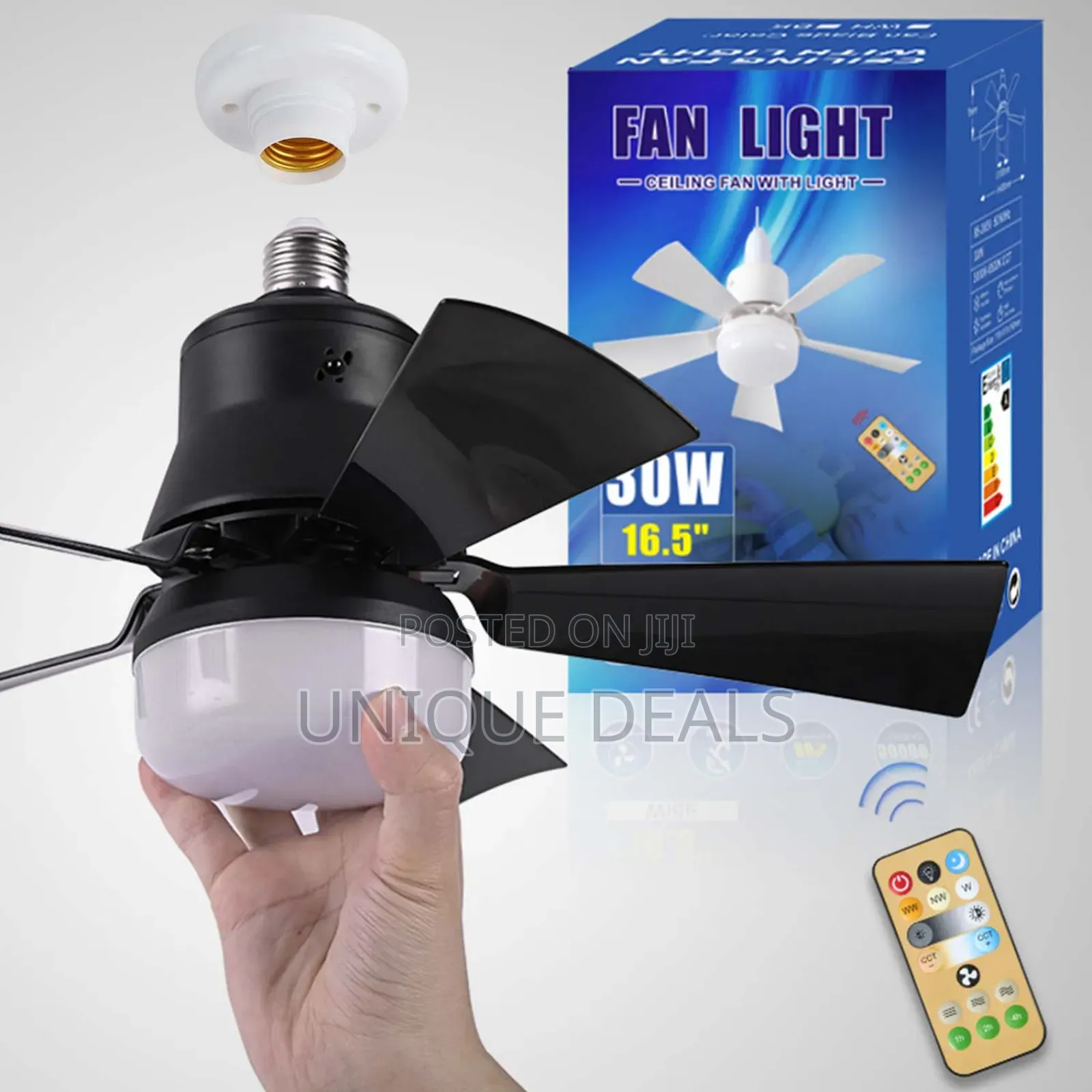Dimmable Socket Fan Light With Remote - Small Ceiling Fan