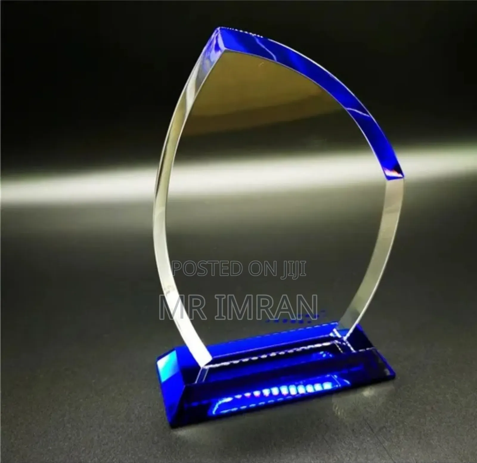 Blue Glass Accent and Base Trophy