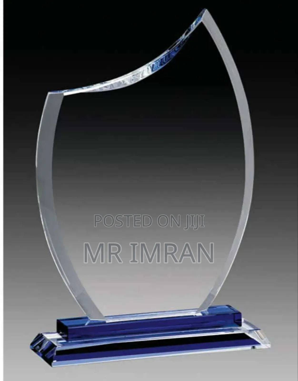 Clear Crystal Wave-Cut Trophy