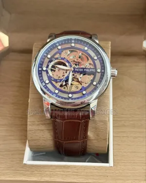 Men's Original Patek Philippe Brown Leather Strapped Wrist Time Piece