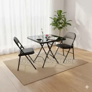 Portable Balcony Folding Glass Table and 2 Folding Chairs