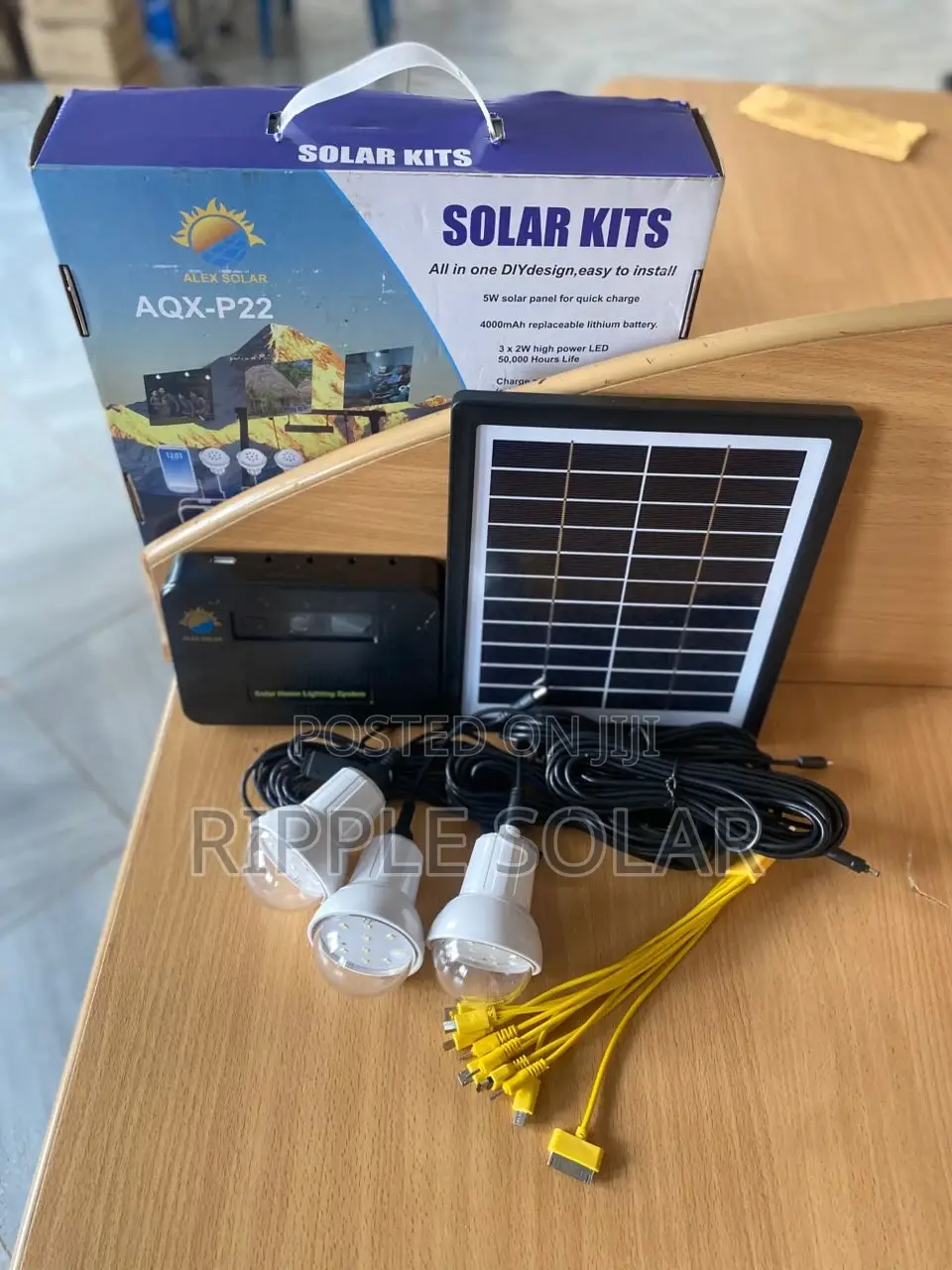 5w Portable Solar Home Lighting Kit With 3 Bulbs Phone Charging